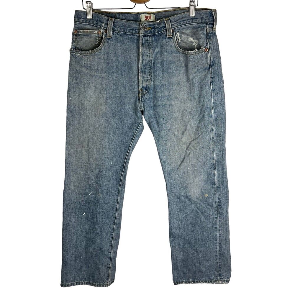 Levis 501 XX Medium Wash Button Fly Blue Denim Jeans Pants Sz 36 x 29 Grunge